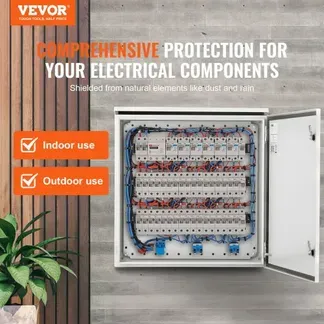 VEVOR Schaltschrank Elektrogehäuse, 600x600x300 mm, NEMA 4 Außengehäuse, IP66 wasserdicht & staubdicht, kaltgewalzter Stahl, klappbare Anschlussdose für den Innen- & Außenbereich, mit Regenschutz VEVOR Schaltschrank Elektrogehäuse, 600x600x300 mm, NEMA 4 Außengehäuse, IP66 wasserdicht & staubdicht, kaltgewalzter Stahl, klappbare Anschlussdose für den Innen- & Außenbereich, mit Regenschutz