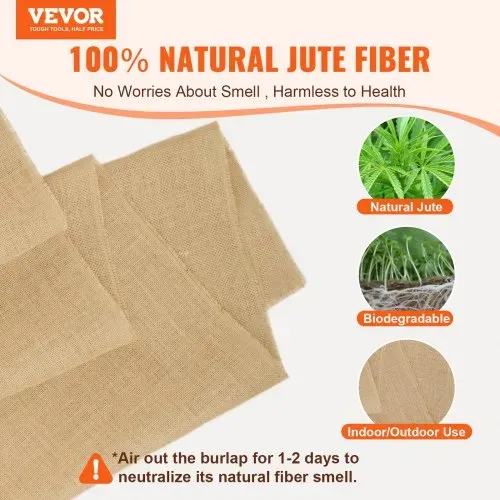 VEVOR Jute Stoff, Sackleinen-Stoffrolle, 45×45 hochdichte breite natürliche Sackleinen-Stoffrollen, 1016mmx91,4m, für Dekoration, Handwerk, Hochzeit, Gartenarbeit, Pflanzen- & Baumwinterabdeckung VEVOR Jute Stoff, Sackleinen-Stoffrolle, 45×45 hochdichte breite natürliche Sackleinen-Stoffrollen, 1016mmx91,4m, für Dekoration, Handwerk, Hochzeit, Gartenarbeit, Pflanzen- & Baumwinterabdeckung