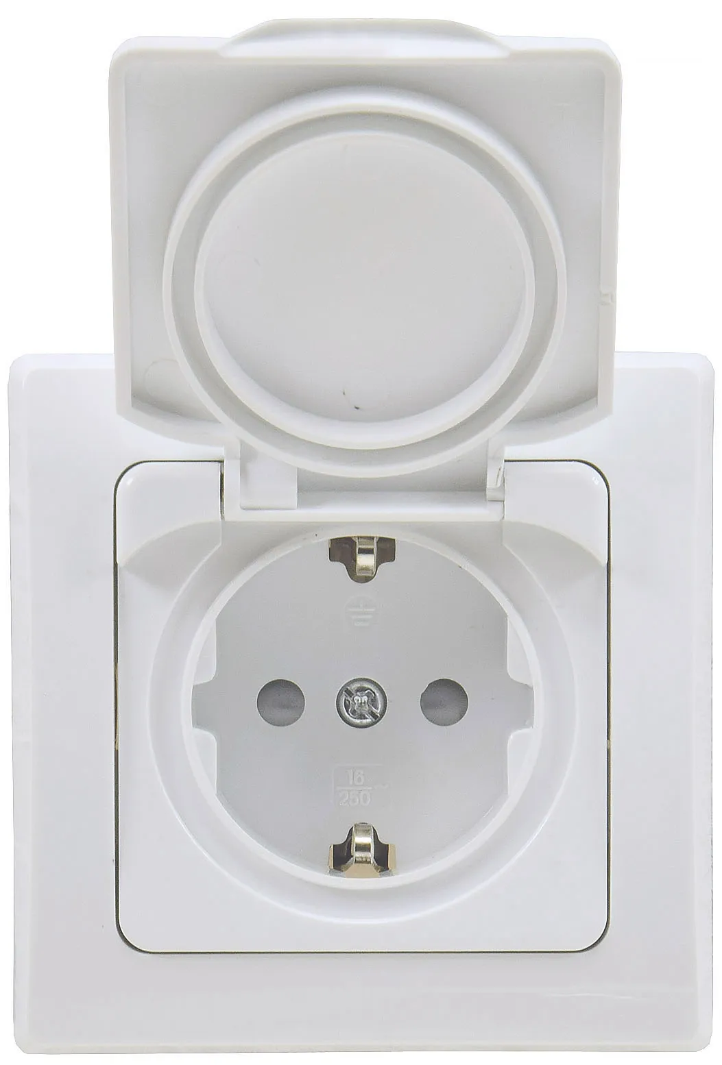 DELPHI Schutzkontakt-Steckdose IP44 250V~/ 16A, inkl. Rahmen, UP, weiß DELPHI Schutzkontakt-Steckdose IP44 250V~/ 16A, inkl. Rahmen, UP, weiß