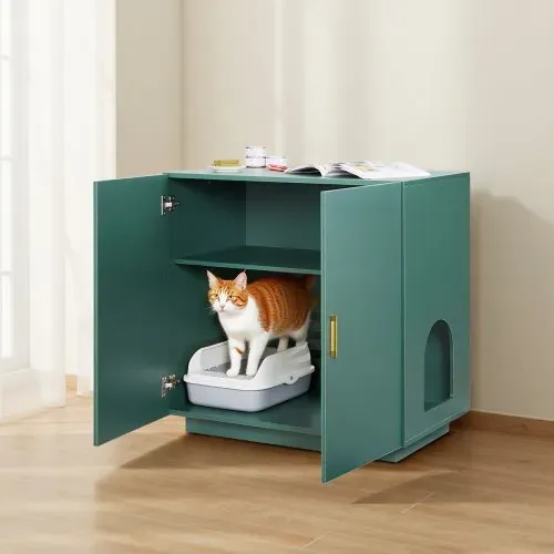 VEVOR Katzenschrank, 800x500x790 mm Katzenklo Schrank, Katzenkommode aus Holz mit Belüftungslöchern, Katzenhausmöbel mit Doppeltür, Beistelltisch, passend für die meisten Katzentoiletten – Bild 7
