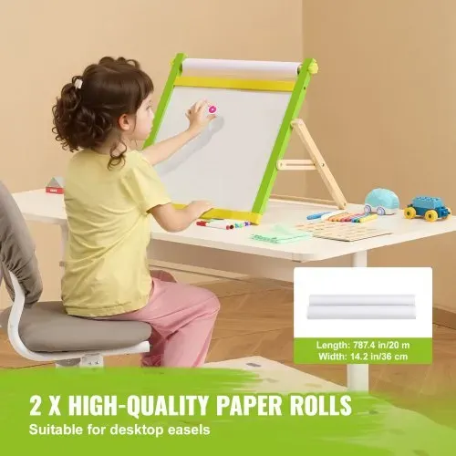 VEVOR Kindertafel Zubehörset, 32-teiliges Spieltafel-Malset für Kinder, inklusive Kreiden, trocken abwischbaren Markern und Papierrollen, Zubehörset für Staffelei, Malzubehör für Kinder ab 3 Jahren – Bild 2