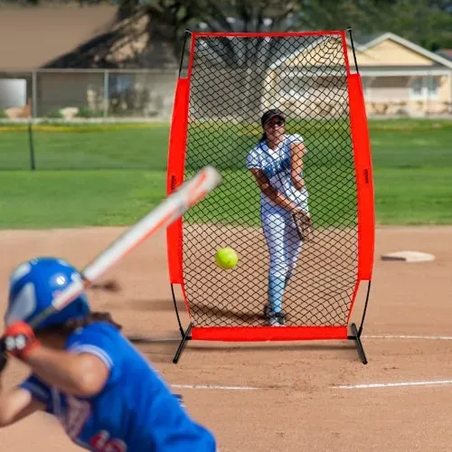 VEVOR I-Typ für Schlägerkäfig 1400 x 1065 x 2180 mm Baseball- und Softball-Sicherheitsschirm Körperschutz Tragbarer Schlagschirm mit Tragetasche & Bodenpfählen, Outdoor Baseball-Pitching-Netz Rot – Bild 7