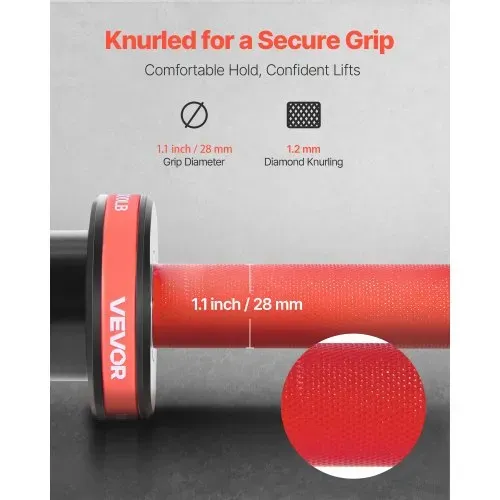 VEVOR Langhantelstange Zugstange 120 cm mit geriffeltem Griff für Krafttraining Gewichtheben Kniebeugen Kreuzheben Bankdrücken, Hantelstange passend für 50 mm Hantelscheiben mit 227 kg Tragkraft – Bild 3