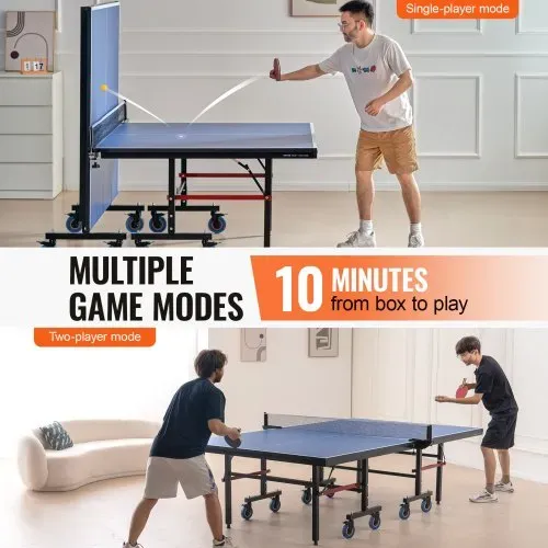 VEVOR Ping-Pong-Tisch, professionelles Tischtennisspiel, tragbarer MDF-Tischtennistisch für den Innenbereich, faltbarer Ping-Pong-Tisch mit Schnellklemmnetz und feststellbaren Rädern, einfacher Aufbau in 10 Minuten, 25 mm dicke Tischplatten – Bild 3
