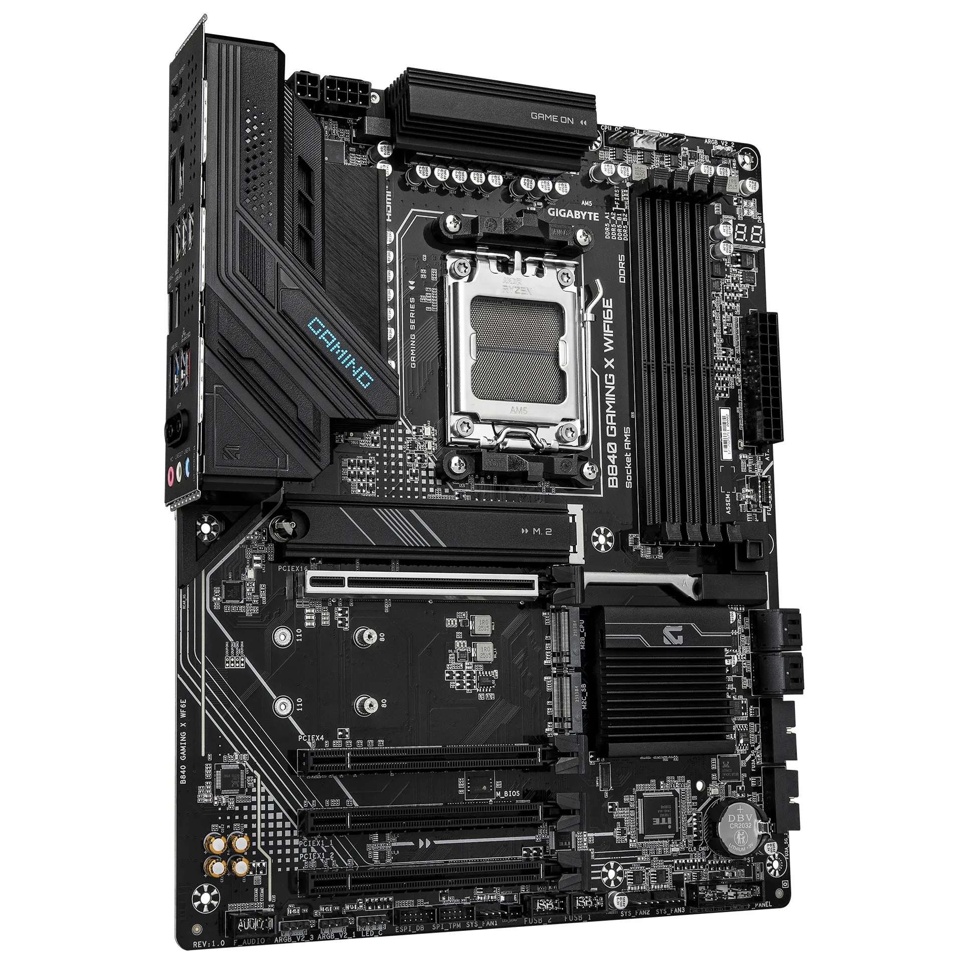 GIGABYTE B840 GAMING X WIFI6E Mainboard - AMD Ryzen 9000 Prozessoren, 12+2+2 Phasen VRM, bis zu 7600MHz DDR5(O.C), 2xPCIe 4.0 + 1xPCIe 3.0 M.2, Wi-Fi 6E, 2.5GbE LAN, USB 3.2 Gen 2 – Bild 3
