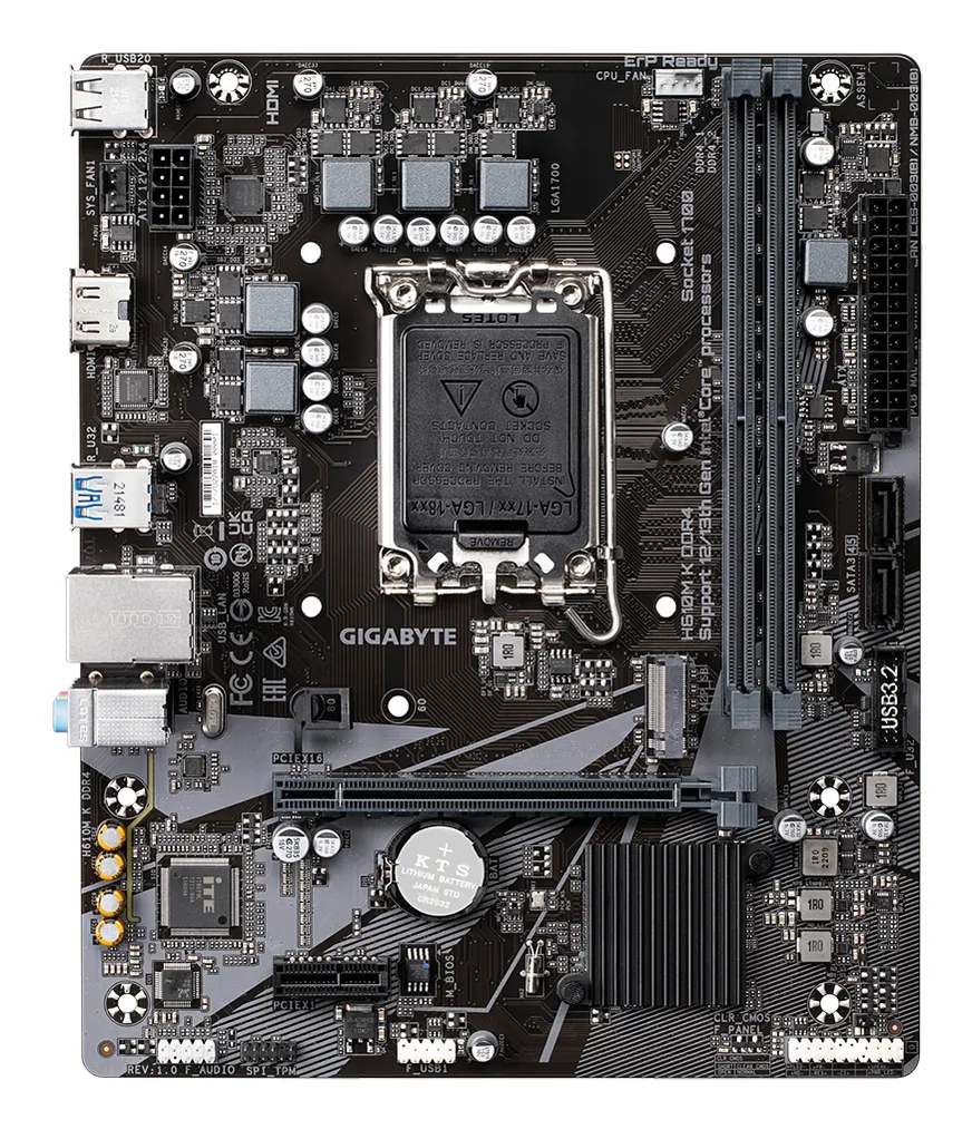 GIGABYTE H610M K DDR4 Mainboard - Unterstützt Intel Core Prozessoren 14th Gen CPUs, 3+1+1 Phases Hybrid Power Design, up to 3200MHz DDR4, 1xPCIe 3.0 M.2, GbE LAN, USB 3.2 Gen 1 – Bild 2