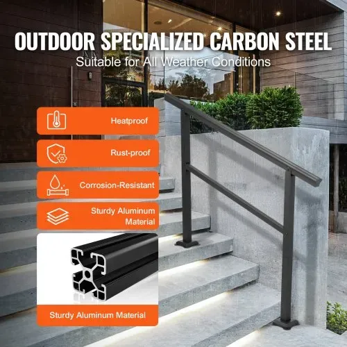 VEVOR Aluminium Treppengeländer 122 x 90 cm , Außen Eingangsgeländer 0-45 Grad, Hauseingangshandlauf aus Aluminium, Rostfrei verschleißfest und Steinhart für Privathaushalte, Bürobereiche Schwarz – Bild 2