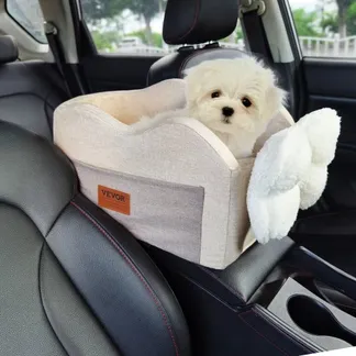 VEVOR Konsolen-Autositz für Hunde Mittelkonsolen-Hundesitzerhöhung für kleine Hunde, Haustier-Autositz für die Autoarmlehne mit ansteckbarer Leine, verstellbaren Gurten, trägt bis zu 8 lbs, Hellbraun VEVOR Konsolen-Autositz für Hunde Mittelkonsolen-Hundesitzerhöhung für kleine Hunde, Haustier-Autositz für die Autoarmlehne mit ansteckbarer Leine, verstellbaren Gurten, trägt bis zu 8 lbs, Hellbraun