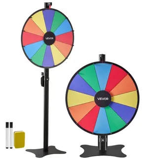 VEVOR Glückrad 24 Zoll Glücksrad zum Drehen 12 Slots Drehrad mit Ständer Abwischbarer Oberfläche & 2 Markern Höhenverstellbar Roulette-Spinner Glückspiel für Partys Kneipen Messen & Karneval VEVOR Glückrad 24 Zoll Glücksrad zum Drehen 12 Slots Drehrad mit Ständer Abwischbarer Oberfläche & 2 Markern Höhenverstellbar Roulette-Spinner Glückspiel für Partys Kneipen Messen & Karneval