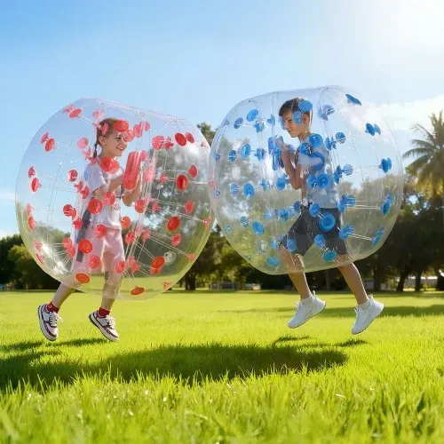 VEVOR Aufblasbarer Bump Ball Bumper Stoßball 2 Stk. 1,2 m x 1,03 m, Menschlicher Kollisionsball, PVC-Körperblasen-Bounce-Ball für Outdoor-Aktivitäten, Rote + Blaue Punkte Aufblasbar Bumper Ball – Bild 7