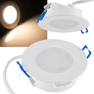 LED-Einbauleuchte „Flat-30 FR-R“ 3000K Ø85x30mm, 5W, 460lm, IP44, rund, weiß LED-Einbauleuchte „Flat-30 FR-R“ 3000K Ø85x30mm, 5W, 460lm, IP44, rund, weiß