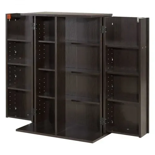 VEVOR Medienregal, 4-Ebenen DVD-Regal, 610x368x846 mm Medienschrank, Multimedia-Aufbewahrung für CDs, DVDs, Bücher, Spiele, CD-Regal für Wohnzimmer, Homeoffice, Aufnahmeraum, Braun – Bild 8