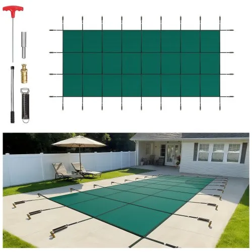 VEVOR Pool Abdeckplane rechteckig 5,47×12,7 m, Winterabdeckplane aus Polypropylen, Poolüberdachung Grün Poolabdeckung mit dichtem Netz zum Abhalten von Schlamm Schutz Laub Schnee für Pools aller Arten VEVOR Pool Abdeckplane rechteckig 5,47×12,7 m, Winterabdeckplane aus Polypropylen, Poolüberdachung Grün Poolabdeckung mit dichtem Netz zum Abhalten von Schlamm Schutz Laub Schnee für Pools aller Arten