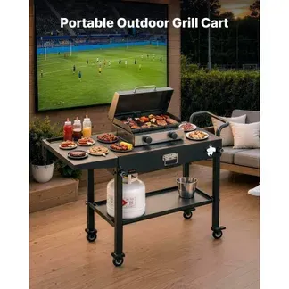 VEVOR Grillwagen Outdoor 787×432 mm (Tischplattengröße), Klappbarer Grilltisch mit Taschentuchhalter & Haken & Rädern & Seitentisch, Grillvorbereitungstisch Servierwagen für Picknick Küche Garten VEVOR Grillwagen Outdoor 787×432 mm (Tischplattengröße), Klappbarer Grilltisch mit Taschentuchhalter & Haken & Rädern & Seitentisch, Grillvorbereitungstisch Servierwagen für Picknick Küche Garten