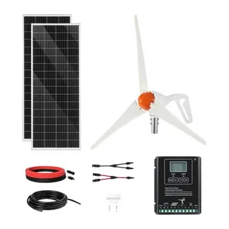 VEVOR 12V 400W Solar-Windkraft-Kit, 2 Stk. 100W monokristalline Solarmodule + 200W Windturbine + MPPT Wind-/Solar-Hybridsystem-Controller für Heim, RV, Boot & Camping, abseits des Stromnetzes VEVOR 12V 400W Solar-Windkraft-Kit, 2 Stk. 100W monokristalline Solarmodule + 200W Windturbine + MPPT Wind-/Solar-Hybridsystem-Controller für Heim, RV, Boot & Camping, abseits des Stromnetzes