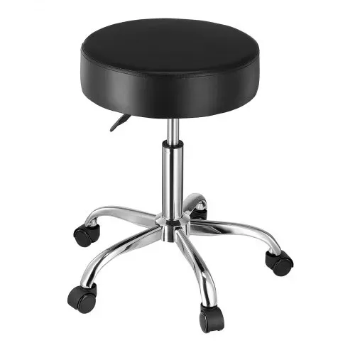 VEVOR Sattelhocker Rollhocker 204 kg belastbarer höhenverstellbarer (55-71 cm) Drehhocker Arbeitshocker PU-Leder-Drehsattelstuhl für Salon Spa Massage Klinik Schwarz – Bild 10