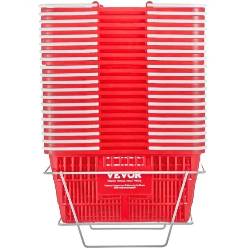 VEVOR Einkaufskorb, 20er-Set, 21 l robuster Einkaufskorb aus Kunststoff mit Griff und Ständer, 16,5 x 11,8 x 8,27 Zoll, tragbarer Einkaufskorb in Großpackung für den Lebensmitteleinkauf – Bild 8