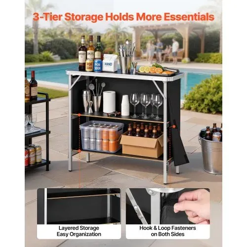 VEVOR Messetheke Klappbar, 980x385x870 mm, Empfangstheke mit Tragetasche, Ablagefach, Rezeptionstheke, Messestand, Bartisch, Faltbare Mobile Barstation für Veranstaltungen, Partys & Messen – Bild 2