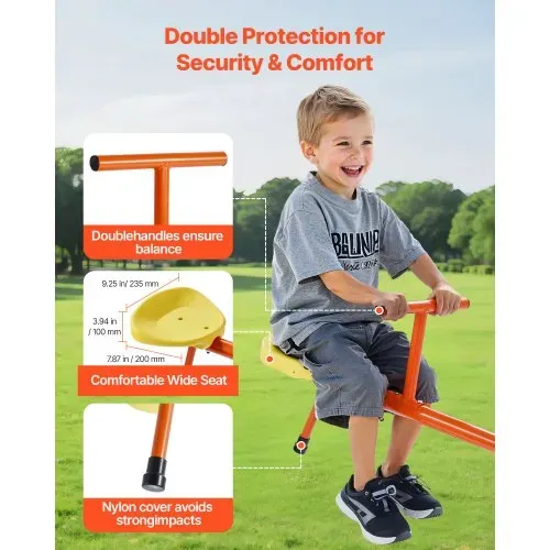 VEVOR Kinderwippe, 45,4 kg Tragkraft pro Sitz, Gartenwippe mit 3-zackigen Stützbeinen, Schaukelwippe, Karussellwippe, 360 Grad drehbar, Spielplatzgerät für Kinder ab 3 Jahren, 1905x620x660 mm – Bild 5