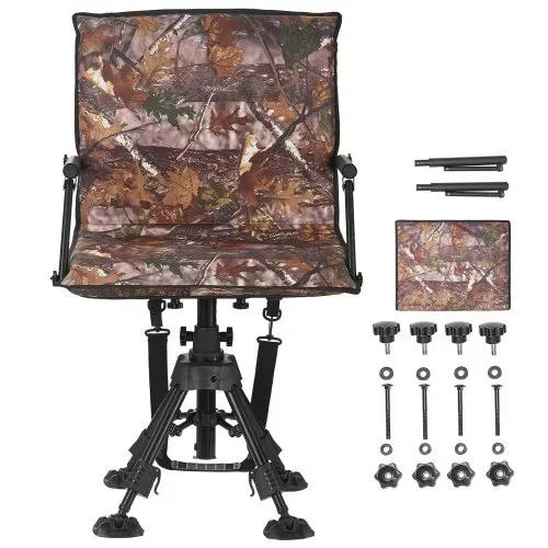 VEVOR Faltstuhl Campingstuhl Anglerstuhl mit Armlehnen, höhenverstellbarer Klappstuhl Gartenstuhl (158 kg belastbar) 360° geräuschlos drehbar, 420-625 mm (Sitzhöhe) für Picknick Garten Outdoor – Bild 8
