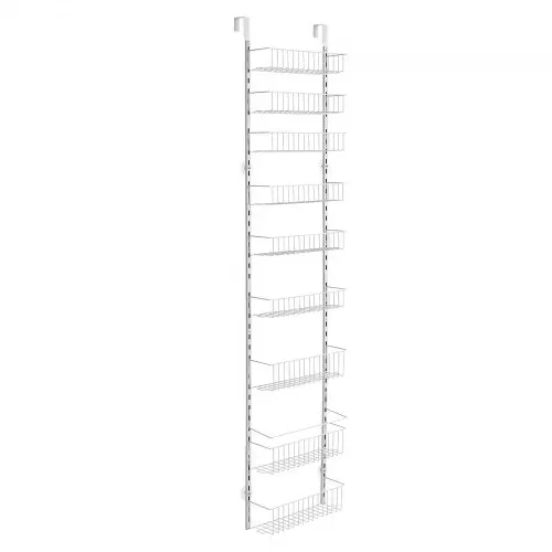 VEVOR Vorratsschrank Speisekammer-Organizer Aufbewahrung über der Tür, 9-stufige Gewürzregale zum Aufhängen aus Stahl, verstellbare Lagerregale für die Wand, für Zuhause Küche Badezimmer, Weiß – Bild 10
