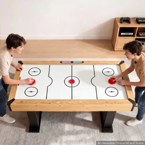 VEVOR Airhockey-Tisch 1525 mm Spieltisch mit Elektronischem Punktesystem für Spielzimmer, Keller und Freizeitbereiche, Gleichmäßiger Luftstrom mit MDF-Platten, Verstellbaren Füßen und Eckenschutz – Bild 7