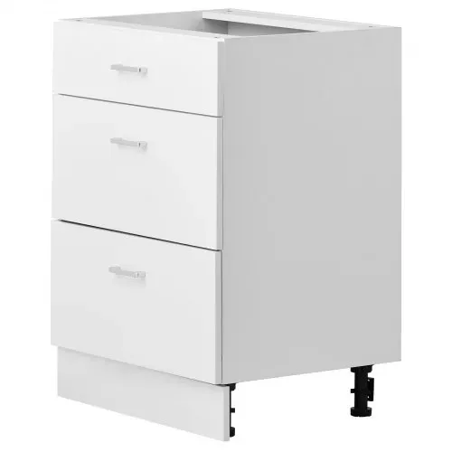VEVOR Unterschrank 600x475x815 mm BxTxH Spanplatte Küchenunterschrank Weiß, für Waschküche und Bad, ohne Arbeitsplatte, im Shaker-Stil, mit 3 Schubladen, Soft-Close-Mechanismus und 3M-Laminierung – Bild 10