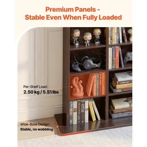 VEVOR Medienregal, 8-lagiges CD-Regal, 559x222x1295 mm, Multimedia-Aufbewahrung für CDs, DVDs, Bücher & Spiele, Raumteiler Schrank mit 16 Fächern für Wohnzimmer, Homeoffice, Aufnahmeraum – Bild 2