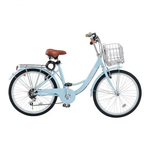 VEVOR Cruiser Fahrrad mit 7 Gängen (Reifendurchmesser 61 cm)Beach Fahrrad mit großem Korb & Gepäckträger, Cruiser-Fahrrad mit verstellbarem Sitz, für Radfahren & Trainieren & Einkaufen Blau – Bild 9