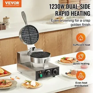 VEVOR kommerzielles Waffeleisen 1230 W Waffel Maker mit antihaftbeschichteten Backflächen Waffeleisen aus Edelstahl mit Temperatur- und Zeitregelung, für Restaurant Bäckerei 4 Fächerfömige Waffeln VEVOR kommerzielles Waffeleisen 1230 W Waffel Maker mit antihaftbeschichteten Backflächen Waffeleisen aus Edelstahl mit Temperatur- und Zeitregelung, für Restaurant Bäckerei 4 Fächerfömige Waffeln
