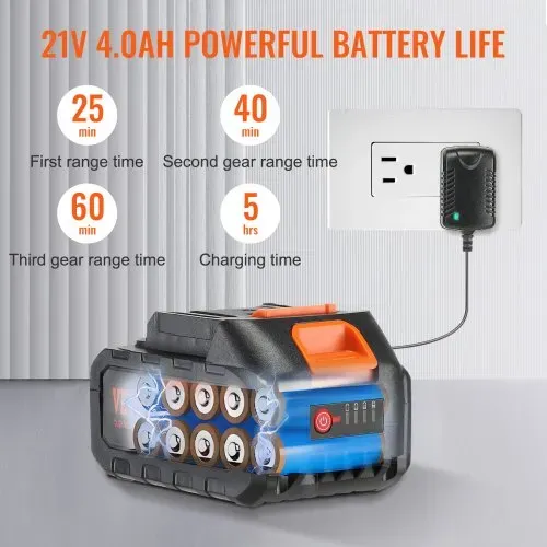 VEVOR Akku Hochdruckreiniger Bürstenlos Wasser Druckreiniger Spritzpistole Druckreinigerpistole (21 V, 50 bar, zur mobilen Reinigung und Bewässerung, 3,5L/min, inkl. Zubehör, 0°~40°-Düse) – Bild 5