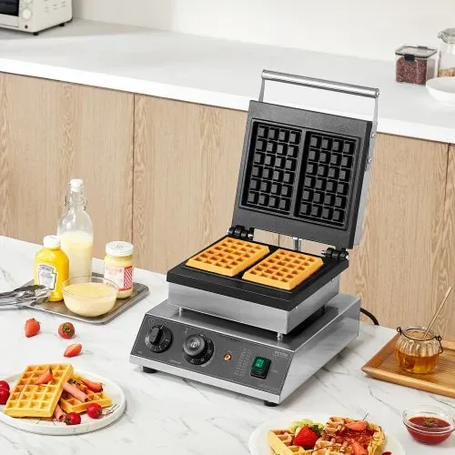 VEVOR kommerzielles Waffeleisen Waffelmaschine 2000 W antihaftbeschichtetes belgisches Waffeleisen aus Edelstahl mit Temperatur- und Zeitregelung, für Restaurant Bäckerei Snackbar 2 Stk. Waffeln – Bild 7
