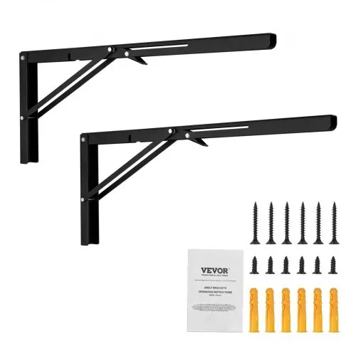 VEVOR Regalhalterung faltbar, 613 x 254 x 48 mm, 2 Stück, robuste schwebende Regalhalter, Halterungen für Regale, 5 mm dicke mattschwarze L-Regalhalterung, Regalträger aus Stahl mit 136,1 kg Tragkraft – Bild 8