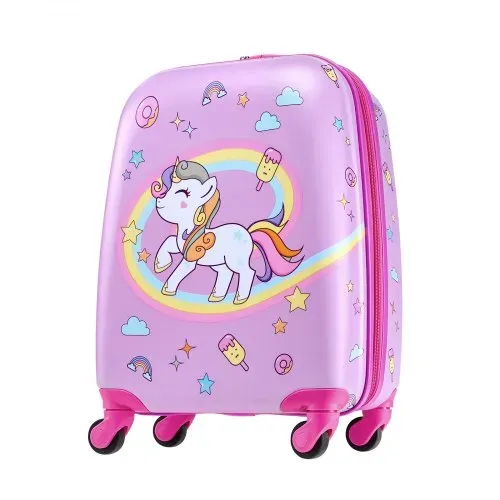 VEVOR 5 tlg. Kinderkoffer Set, 457,2 mm, Hartschalenkoffer mit Kindertrolley, Rucksack, Nackenkissen, Lunchbox & Kofferanhänge, Kofferset fürJungen & Mädchen, praktisch für Reisen Fliegen (Einhorn) – Bild 10