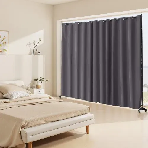 VEVOR Raumteiler Trennwand Paravent Stellwand Einzelpanel, Tragbarer Sichtschutz für Büro Schlafzimmer Esszimmer Arbeitszimmer Balkon, Raumtrenner Rollbar (308,5 x 45 x 245,5 cm), Grau – Bild 7