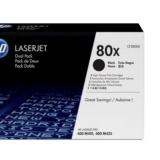 HP 80X 2er-Pack Schwarz Original LaserJet Tonerkartuschen mit hoher Reichweite HP 80X 2er-Pack Schwarz Original LaserJet Tonerkartuschen mit hoher Reichweite