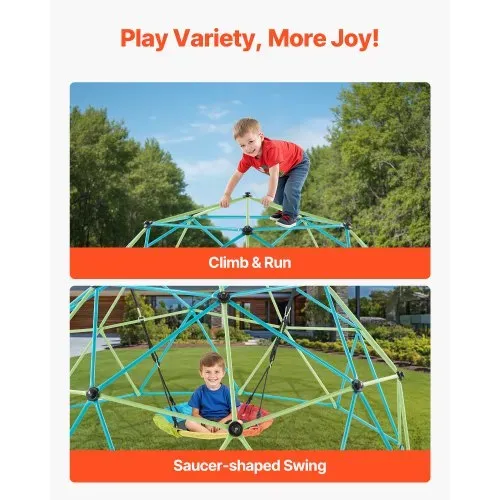 VEVOR Kletterkuppel geometrisches Klettergerüst (305 cm breit) mit Tellerschaukel, 453 kg belastbares Klettergerüst, Klettergerät für Kinder von 3 bis 10 Jahren Gartenspielzeug Spielplatz – Bild 2