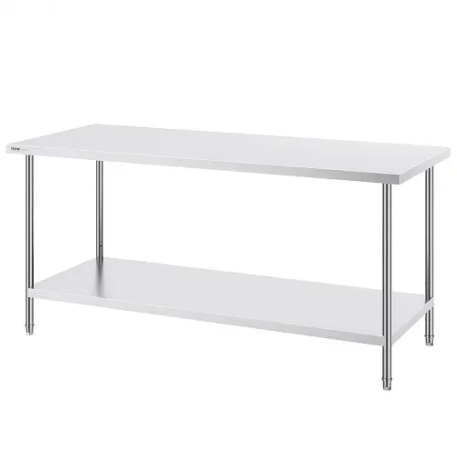 VEVOR Zubereitungstisch aus Edelstahl, Robuster Arbeitstisch aus Metall mit 3 einstellbaren Höhenstufen, Arbeitsstation für Küche, Garage, Restaurant, Hinterhof 762 x 1829 x 864 mm – Bild 8