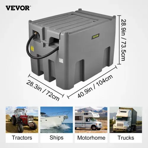 VEVOR Tragbarer Dieseltank 439,11 L Mobile Tankanlage Grau Dieseltankstelle 140 W Tankstation Dieseltank 2600 U/min Transporttank 12 V DC – Bild 6
