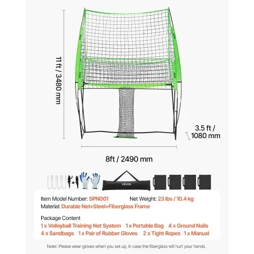 VEVOR Volleyball Trainingsnetz stufenlos höhenverstellbare Übungsausrüstung mit Ballrücklauf, 2,44 x 3,35 m tragbare Netzstation, einfache Einrichtung für den Innen- und Außenbereich im Garten – Bild 6