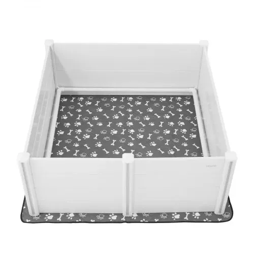 VEVOR Wurfkiste für Hunde, 1520x1520x610 mm, Welpenlaufstall aus Kunststoff-PVC mit höhenverstellbarer Tür & waschbarer Pipi-Unterlage, Welpenkiste für extra große Hunde, milchweiß – Bild 8