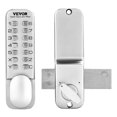 VEVOR mechanisches schlüsselloses Türschloss mit einseitiger Tastatur (14 Tasten), schlüsselloses Türschloss mit Drehknopf, Codeschloss für Haus Büro Außenzaun Hof Silber (35-65 mm dicke Tür) – Bild 9
