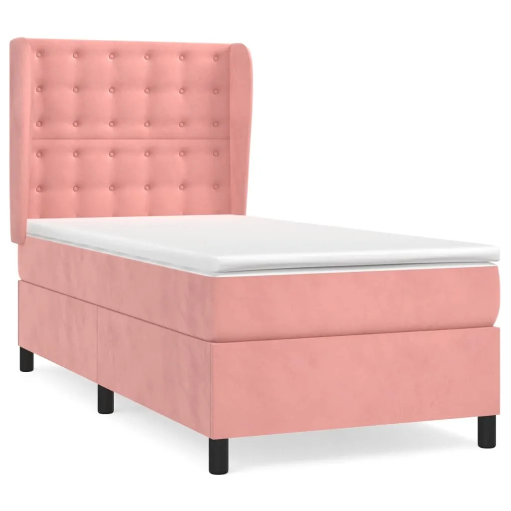 vidaXL Boxspringbett mit Matratze Rosa 80x200 cm Samt – Bild 2