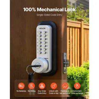 VEVOR Mechanisches Codeschloss mit Einseitigem Tastenschloss (4- bis 7-stelliger Code), Schlüsselloses Türschloss mit Schlüsseln & Knauf & Automatischer Verriegelung, für Haustüren Garagen, Silber VEVOR Mechanisches Codeschloss mit Einseitigem Tastenschloss (4- bis 7-stelliger Code), Schlüsselloses Türschloss mit Schlüsseln & Knauf & Automatischer Verriegelung, für Haustüren Garagen, Silber