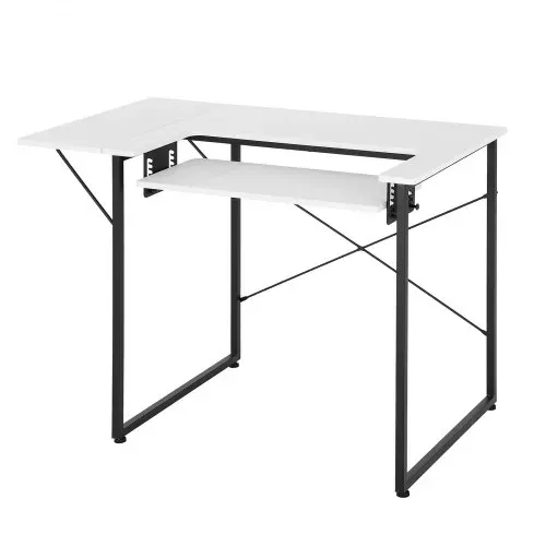 VEVOR Nähtisch Nähmaschinentisch mit klappbarer Tischplatte & verstellbarer Ablage & Stahlbeinen, Mehrzwecktisch Computertisch für Zuhause Modestudio Kunststudio Bildungseinrichtung, Weiß – Bild 8