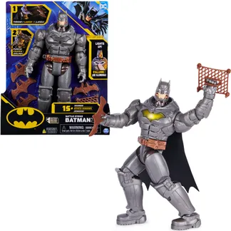 DC Comics Batman 30cm Deluxe – Actionfigur mit Schlag- und Wurffunktion, 5 Ausrüstungsgegenständen, Licht- und Soundeffekten DC Comics Batman 30cm Deluxe – Actionfigur mit Schlag- und Wurffunktion, 5 Ausrüstungsgegenständen, Licht- und Soundeffekten