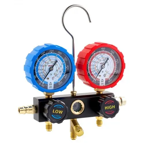 VEVOR AC Klimaanlagen-Manometer-Set für R134a R404A R1234y R22 Kältemittel, 3-Wege-Manometer mit 1,5-m-Schläuchen & Adaptern & Schnellkupplungen & Dosenanschlüssen Geeignet für Kfz-Klimaanlagen – Bild 9