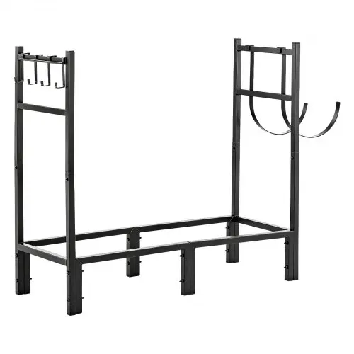 VEVOR Kaminholzregal Brennholzregal Feuerholzregal Kaminholzhalter 830 mm, für Kamin Ofen im Terrasse & Balkon, Stahlkonstruktion, Tragfähigkeit 250 kg Kapazität 164,24 L, mit Holztragetasche, Schwarz – Bild 9