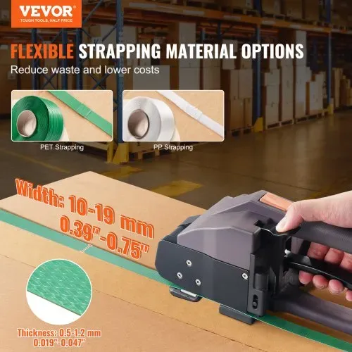 VEVOR Elektrische Umreifungsmaschine, für 0,39″-0,75″ PP-PET-Bänder, tragbares elektrisches Umreifungswerkzeug mit Digitalanzeige, 2 x 4000 mAh batteriebetriebenes automatisches Umreifungswerkzeug für Verpackungskartonpaletten VEVOR Elektrische Umreifungsmaschine, für 0,39″-0,75″ PP-PET-Bänder, tragbares elektrisches Umreifungswerkzeug mit Digitalanzeige, 2 x 4000 mAh batteriebetriebenes automatisches Umreifungswerkzeug für Verpackungskartonpaletten