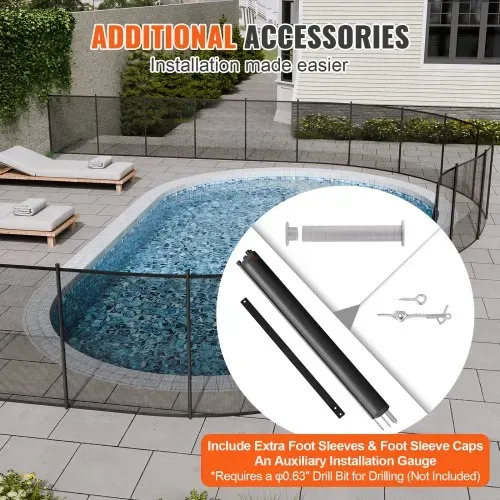 VEVOR Poolzaun, 1,21 x 21,95 m abnehmbarer Kindersicherheits-Poolzaun, einfache DIY-Installation, Schwimmbadzaun, 340 g Teslin-PVC-Poolzaunnetz, schützt Kinder und Haustiier – Bild 5